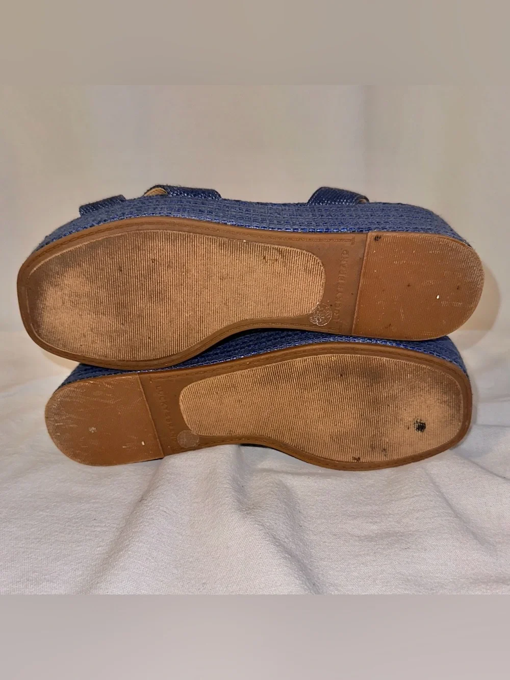 Lucky Brand Women's Size 7 Blue Denim Look Platform Sandals 2.5” Heels